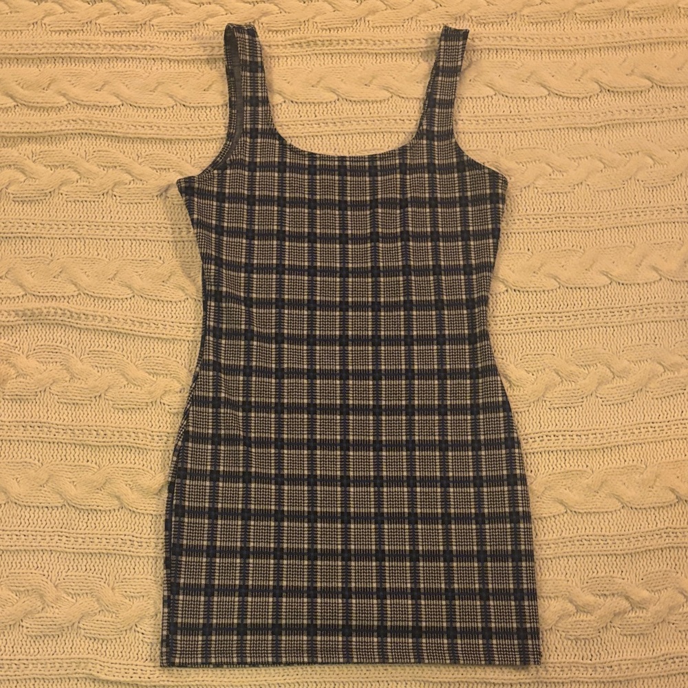 Forever 21 Navy and Cream Plaid Mini Tank Dress